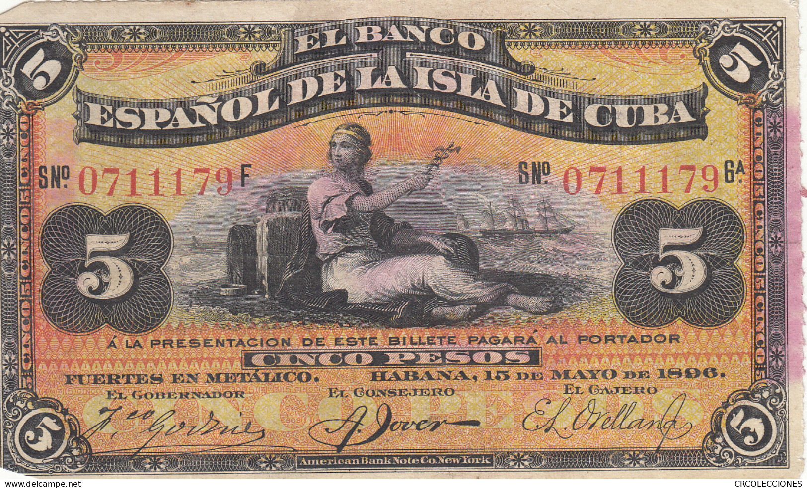 CRBX197 BILLETE CUBA 5 PESOS 1896 MBC - Otros – América