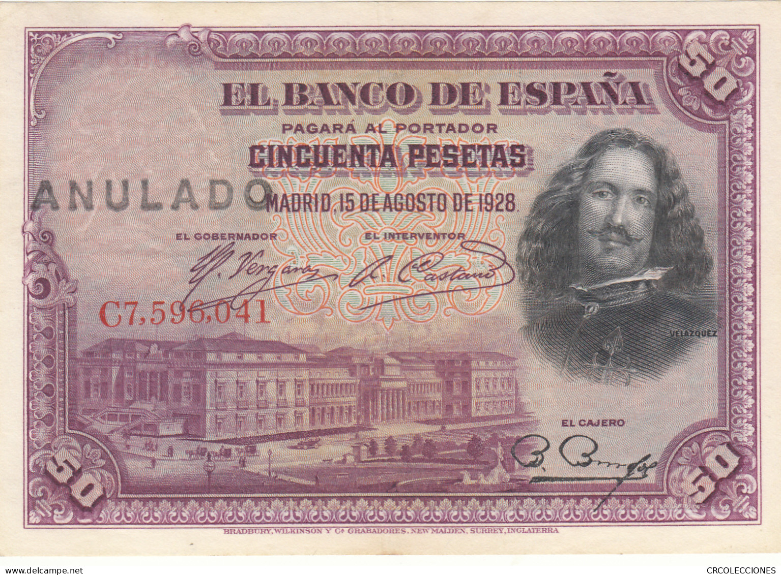 CRBS0988 BILLETE ESPAÑA 50 PESETAS 1928 SELLO DE ANULADO MBC+ - Sonstige & Ohne Zuordnung