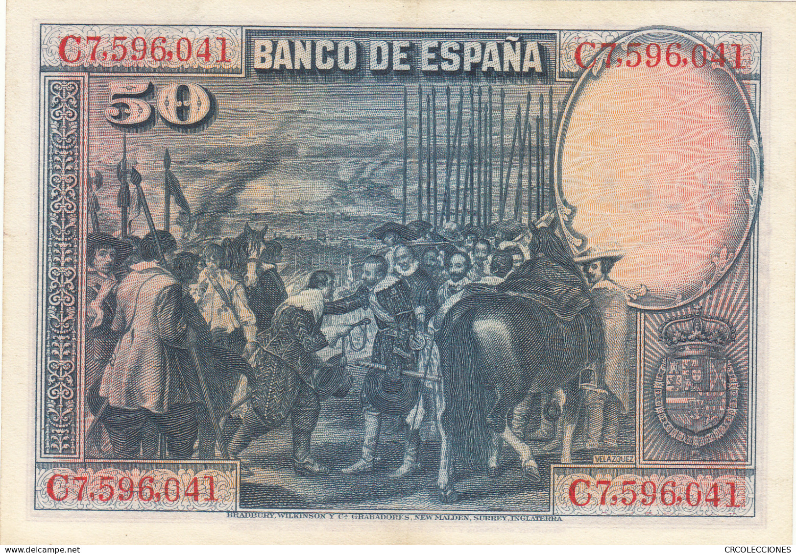 CRBS0988 BILLETE ESPAÑA 50 PESETAS 1928 SELLO DE ANULADO MBC+ - Sonstige & Ohne Zuordnung