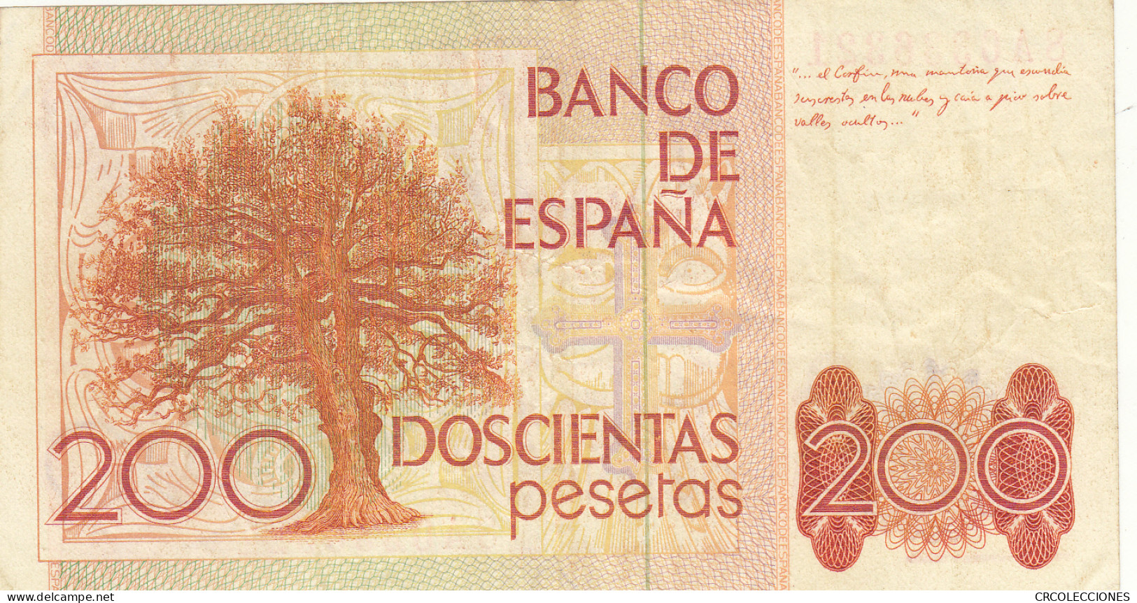 CRBS0983 BILLETE ESPAÑA 200 PESETAS 1980 SERIE 9A BC - [ 4] 1975-… : Juan Carlos I