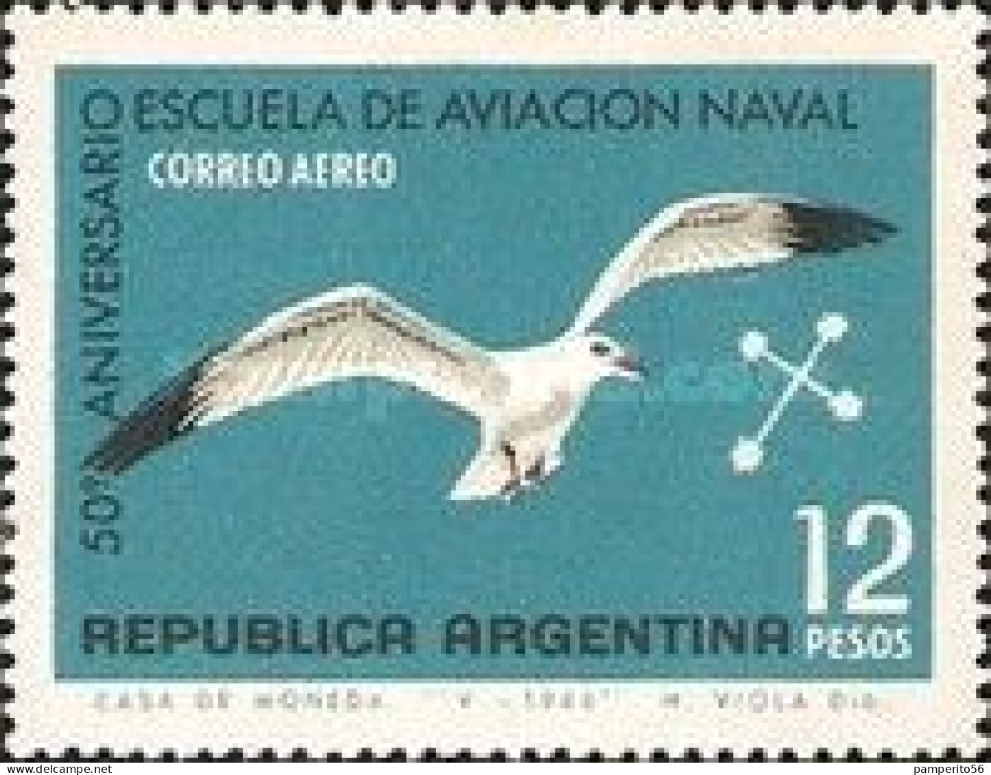 ARGENTINA - AÑO 1966 - 50º Aniversario De La Escuela De Aviación Naval. Correo Aéreo. Usado - Used Stamps