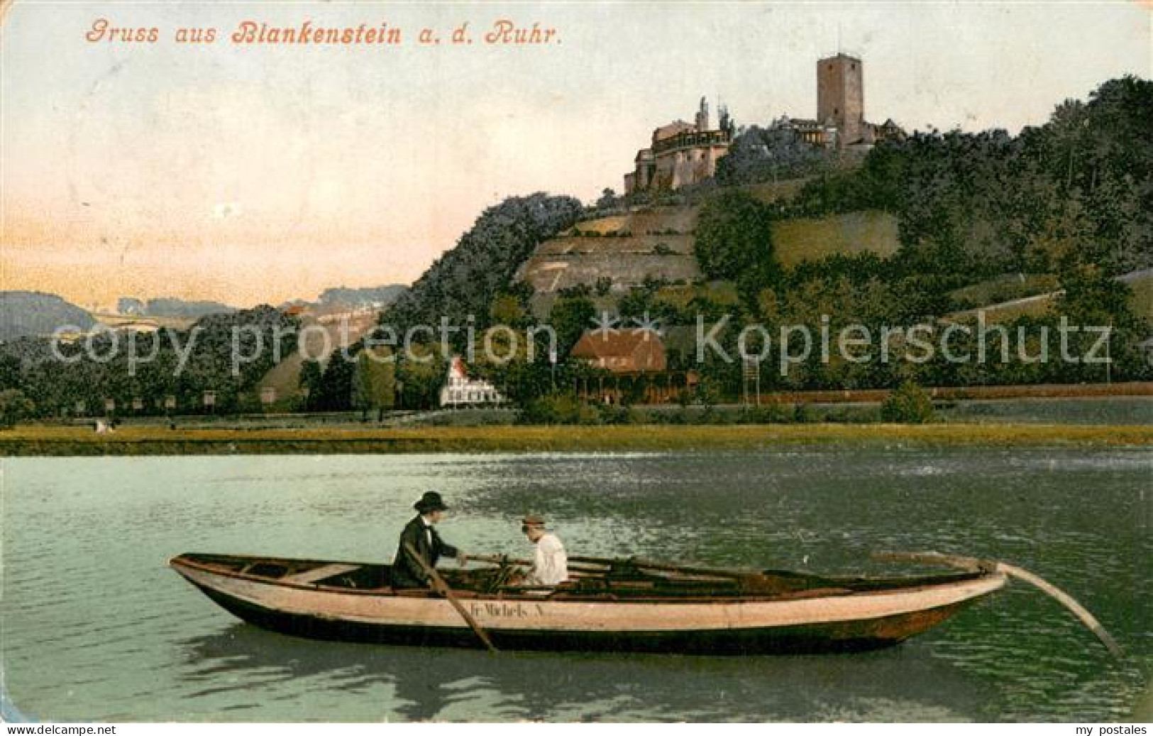 73692876 Blankenstein Ruhr Blick Ueber Die Ruhr Zur Burg Ruderboot Blankenstein  - Hattingen