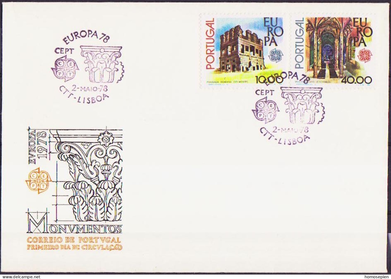 Portugal  FDC1 1978 Y&T N°1383 à 1384 - Michel N°1403 à 1404 - EUROPA - FDC