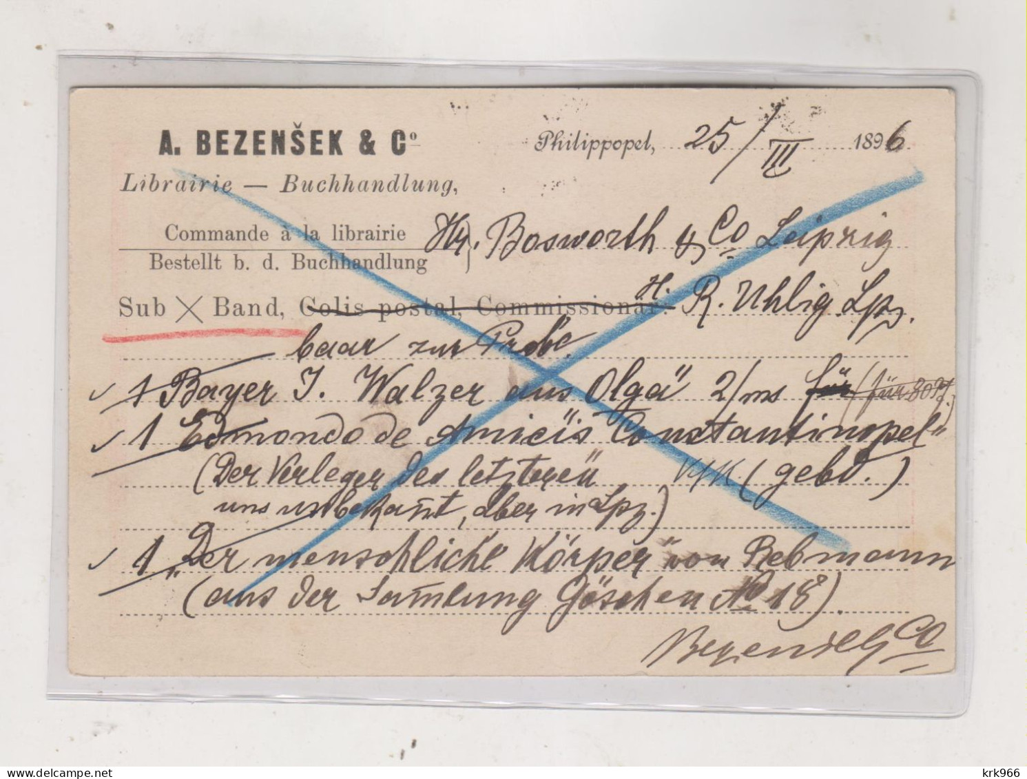 BULGARIA  PHILIPOPPLE 1896  Postal Stationery To Germany - Covers & Documents