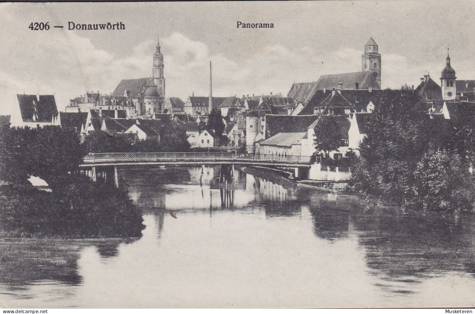 Bayern PPC Donauwörth Panorama Brücke Bridge Pont. B. Lehrburger, Nürnberg DONAUWÖRTH 1911? (2 Scans) - Donauwoerth