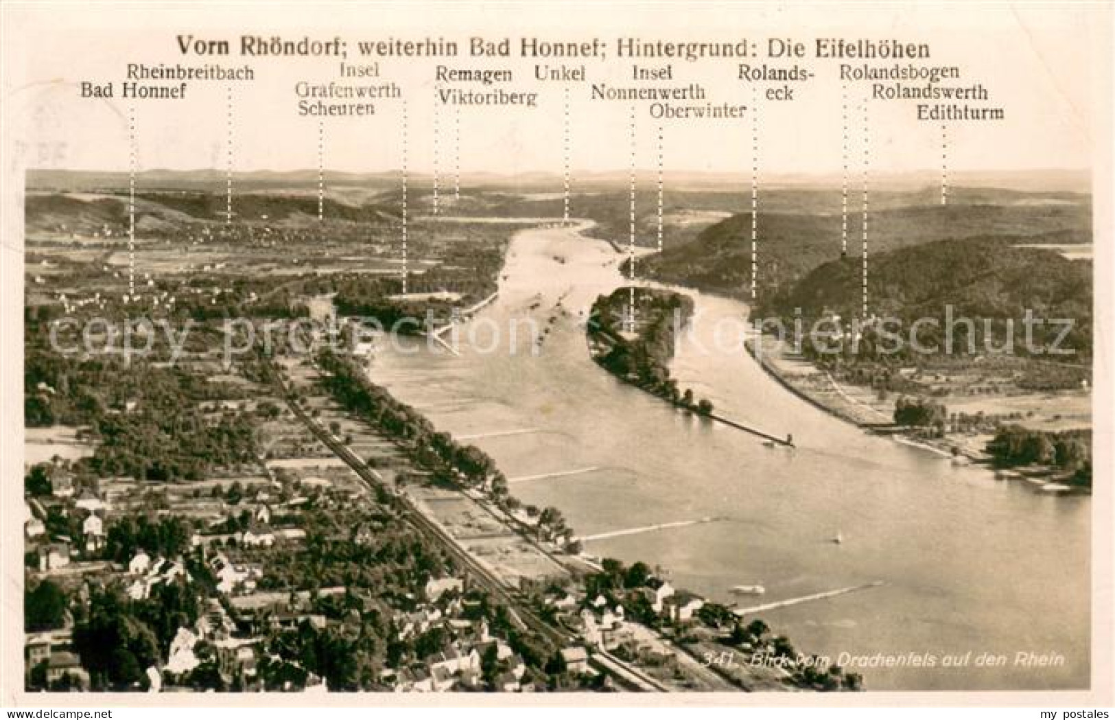 73692769 Rhoendorf Blick Von Drachenfels Auf Rhein Eifelhoehen Rhoendorf - Bad Honnef