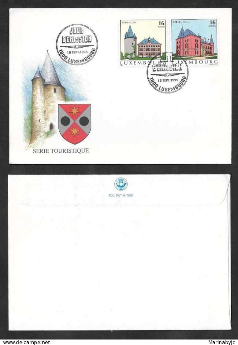 SE)1995 LUXEMBOURG, TOURISM, CASTLES, SCHENGEN & ERPELDANGE 13TH CENTURY, FDC - Usados