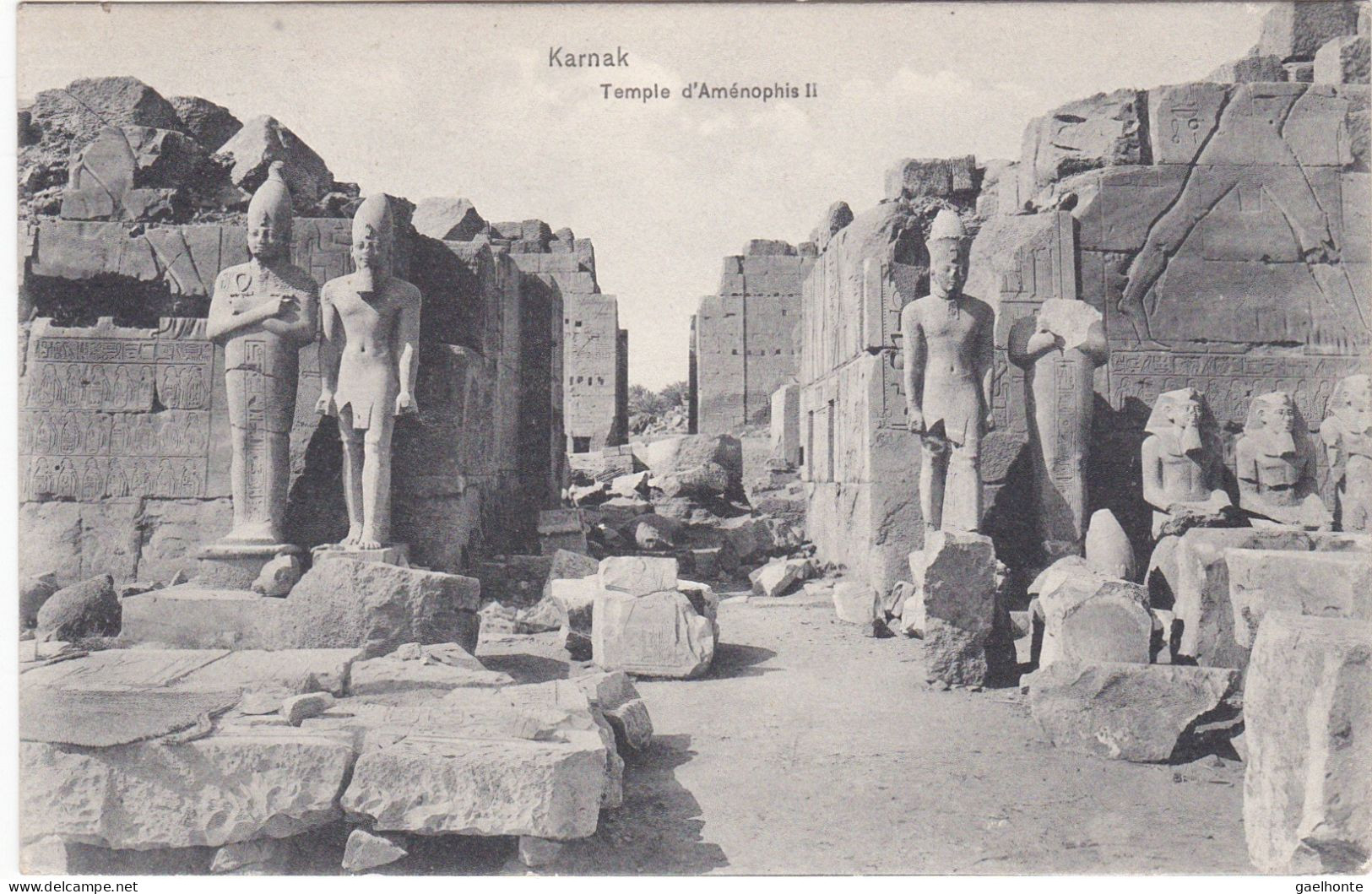 EG012 KARNAK - VUE SUR LES STATUES DE L'ENTREE DU TEMPLE D'AMENOPHIS 2 - RUINES - Louxor