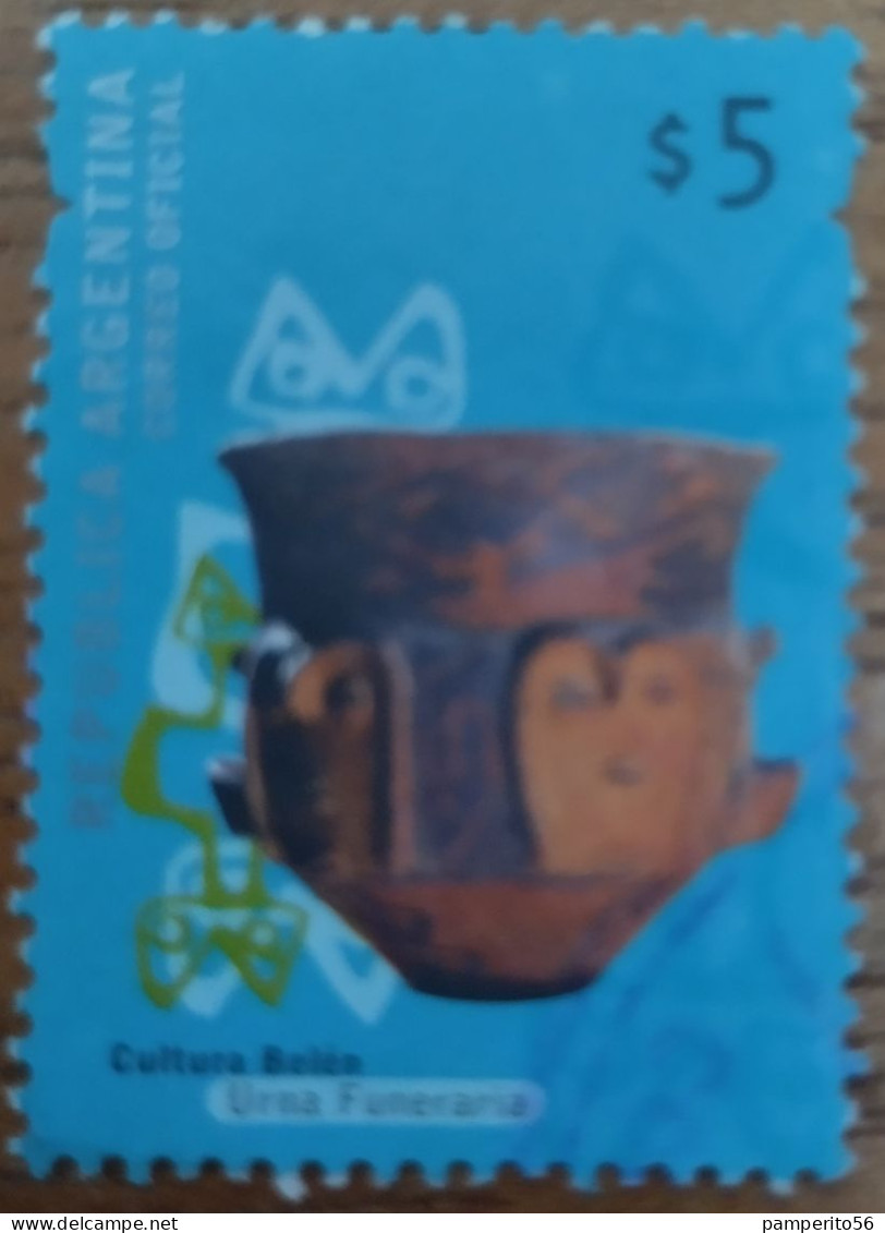 ARGENTINA - AÑO 2000 - SERIE CULTURA ARGENTINA - Cultura Belén - Urna Funeraria $5 - Usada - Used Stamps