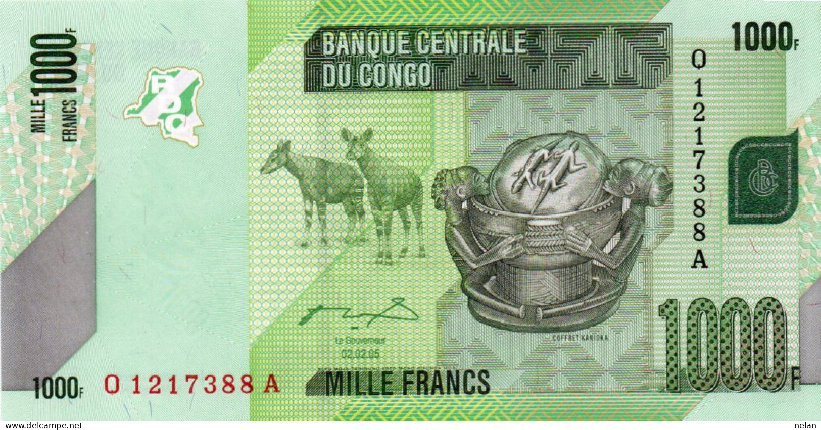 CONGO DEMOCRATIC REPUBLIC 1000 FRANCS 2005 P-101a. UNC - Democratische Republiek Congo & Zaire
