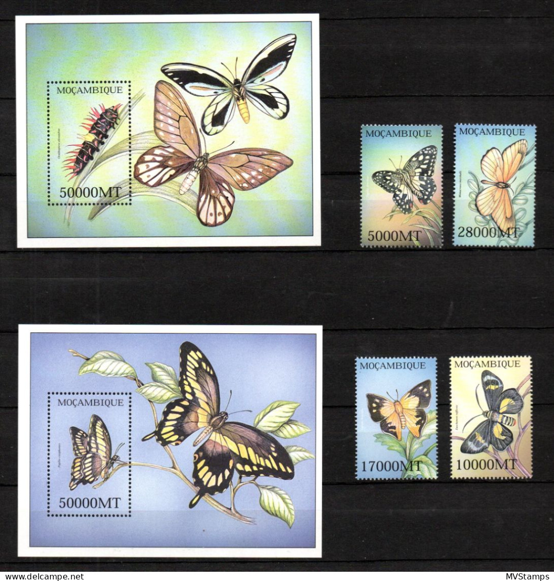 Mocambique 2002 Sheet Butterflies/Schmetterling Stamps (Michel 2302/05 + Bl.138/39) MNH - Mozambique