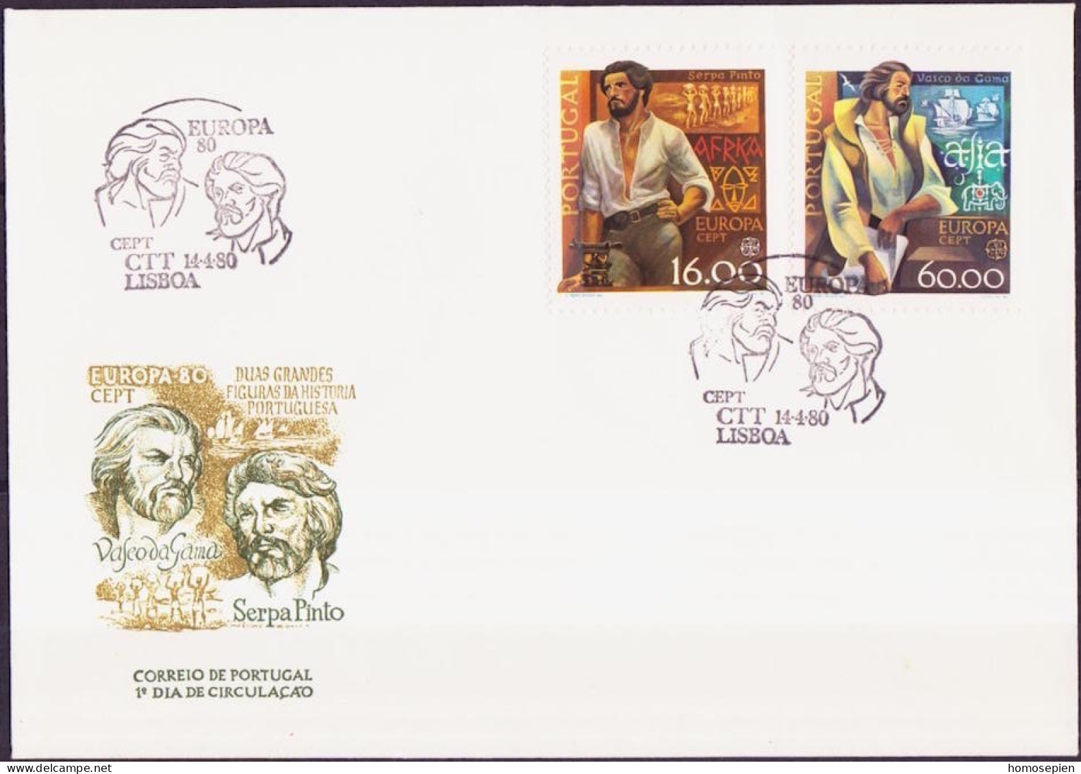 Europa CEPT 1980 Portugal FDC Y&T N°1466 à 1467 - Michel N°1488y à 1489x - 1980