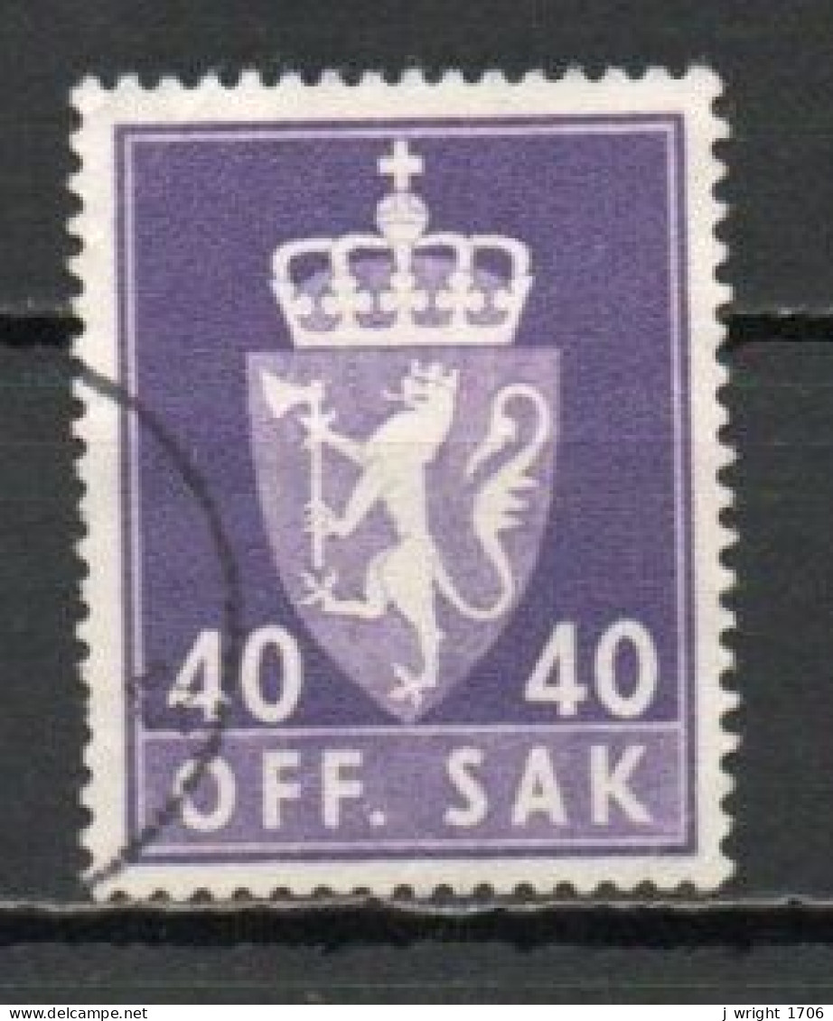 Norway, 1955, Coat Of Arms/Photogravure, 40ö/Purple, USED - Service