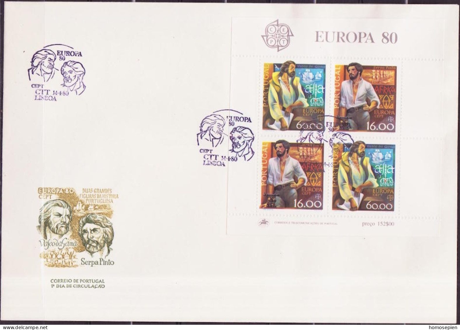 Europa CEPT 1980 Portugal FDC Y&T N°BF30 - Michel N°B30 - 1980