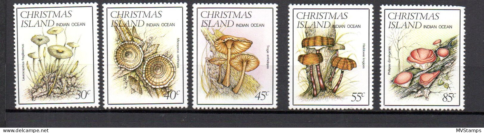 Christmas Islands 1984 Set Mushroom/Pilze Stamps (Michel 187/91) MNH - Christmas Island