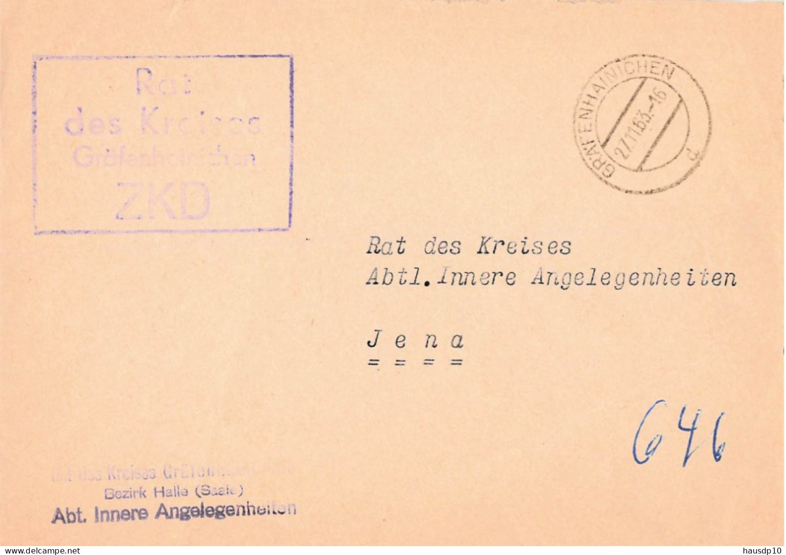 DDR Brief ZKD Rat Des Kreises Gräfenhainichen 1963 - Centrale Postdienst