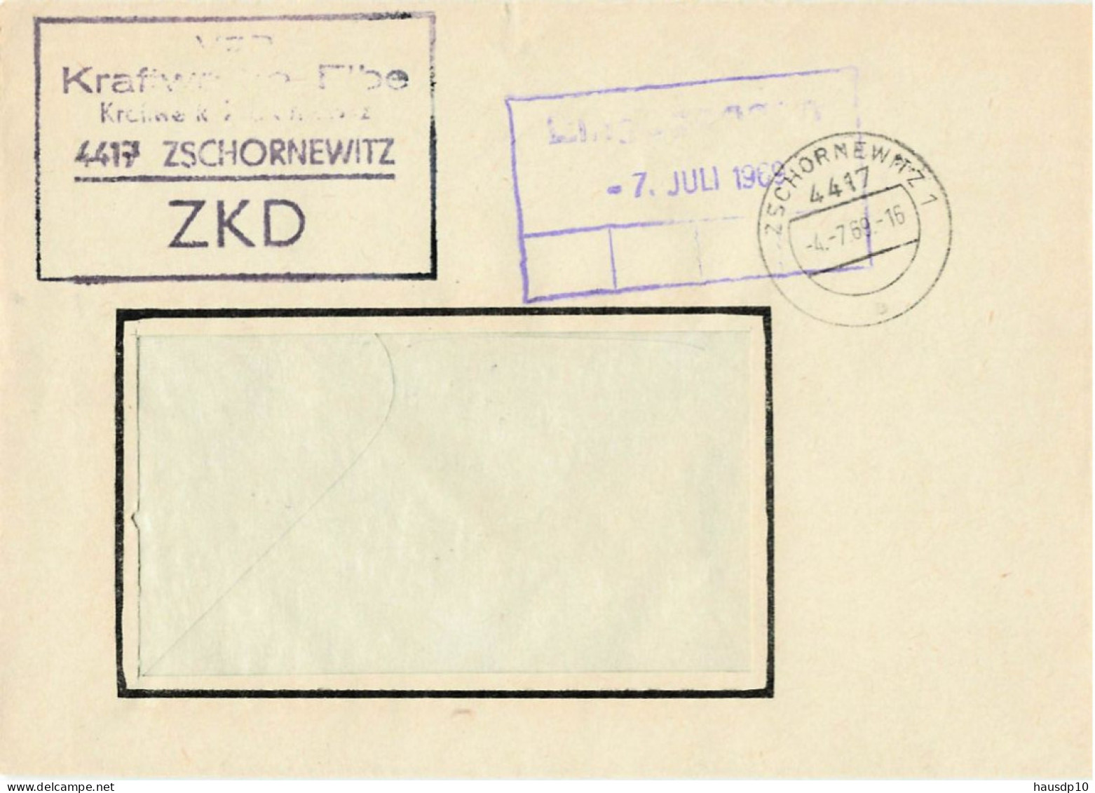 DDR Brief ZKD VEB Kraftwerke Elbe Zschorewitz 1969 - Service Central De Courrier