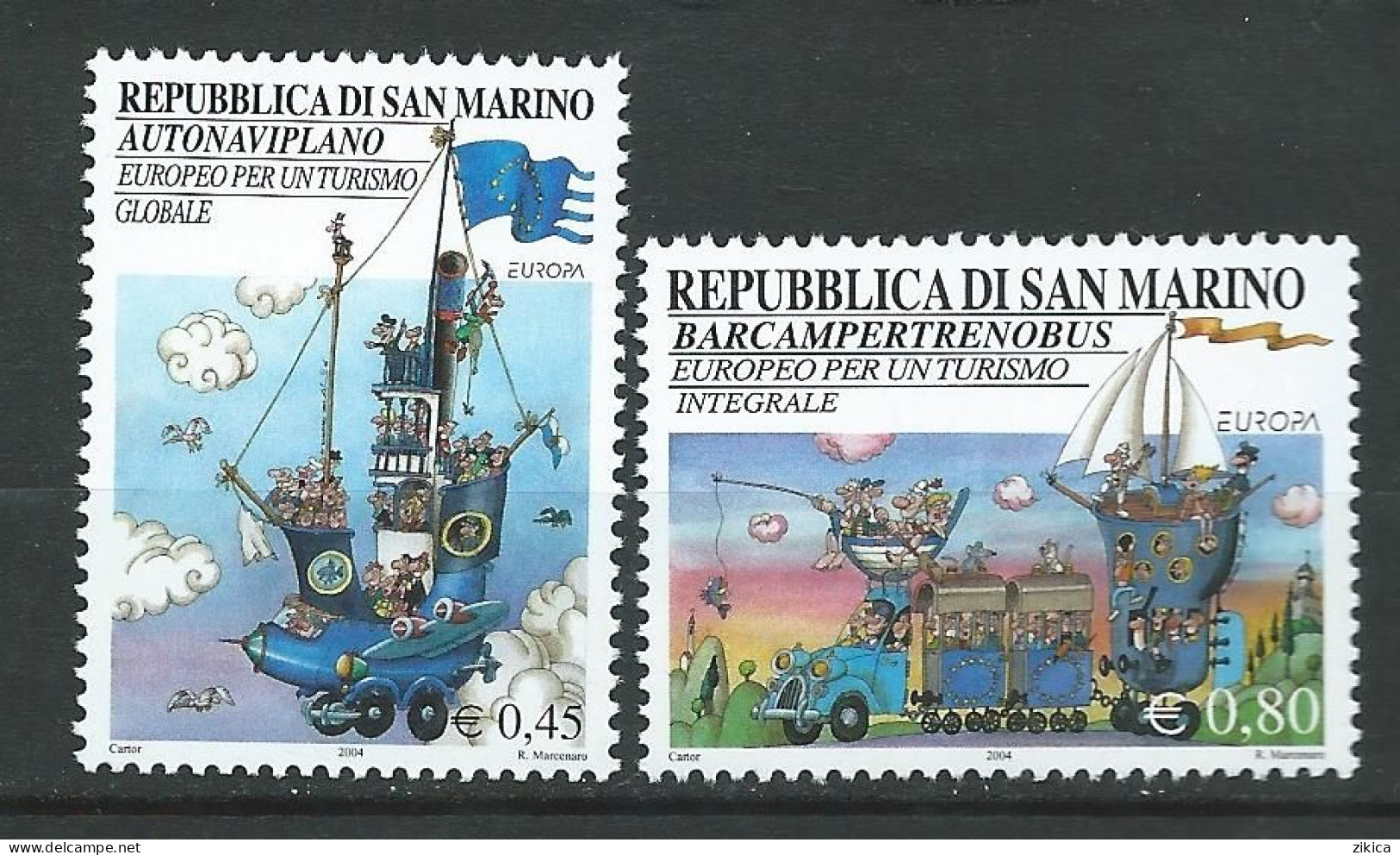 San Marino - 2004 EUROPA Stamps - Holidays.bus,ship,plane,  MNH** - Nuovi