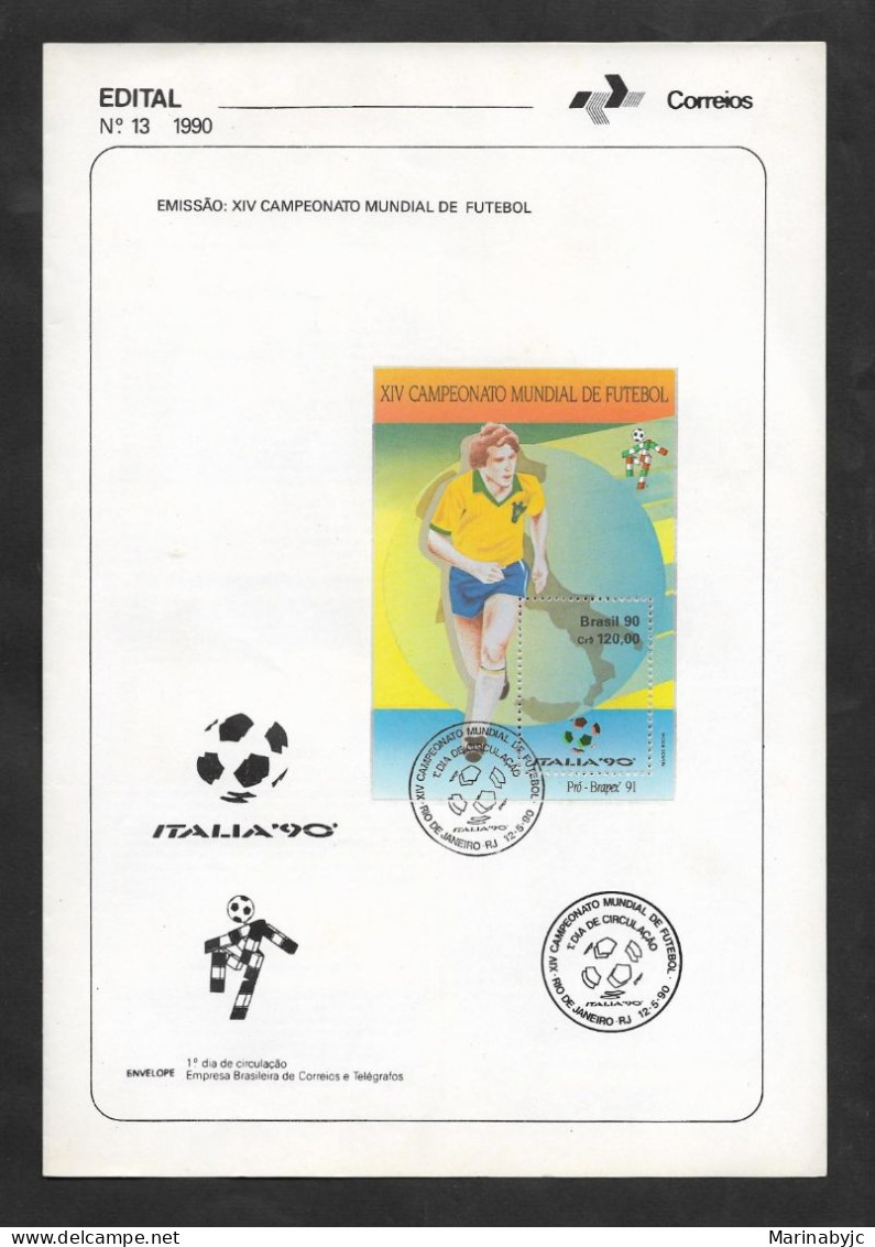 SE)1990 BRAZIL, 14TH WORLD SOCCER CHAMPIONSHIP-ITALY 90, FDB - Usados
