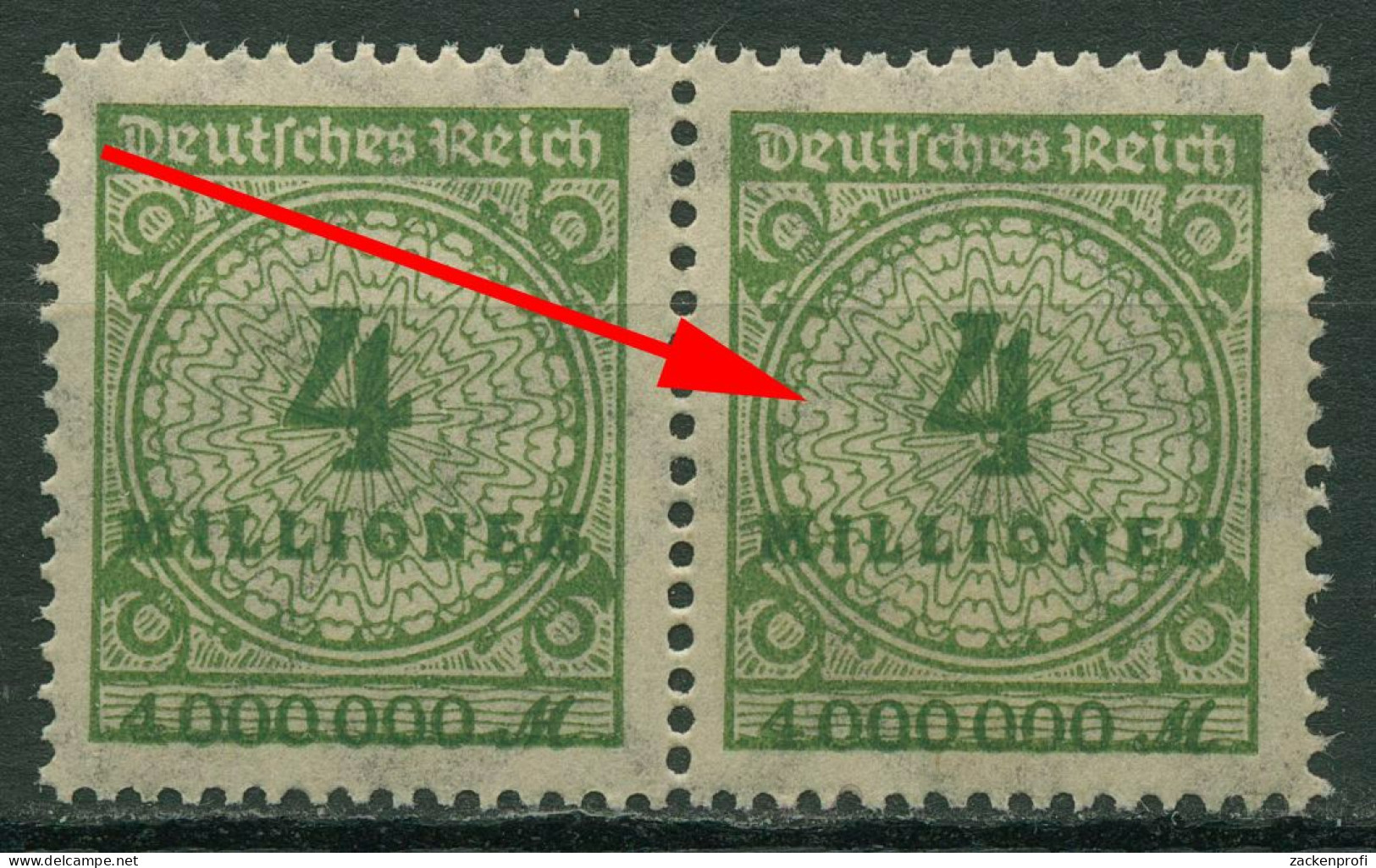 Deutsches Reich 1923 Mit Plattenfehler Sprung In Rosette 316 A P HT Postfrisch - Varietà & Curiosità