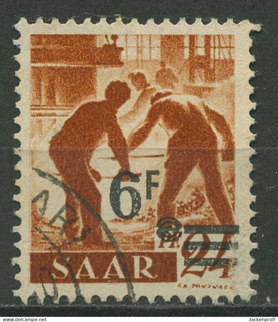 Saarland 1947 Arbeiter Hochofen, Aufdruck Auf Urdruck 233 Z I Gestempelt - Oblitérés