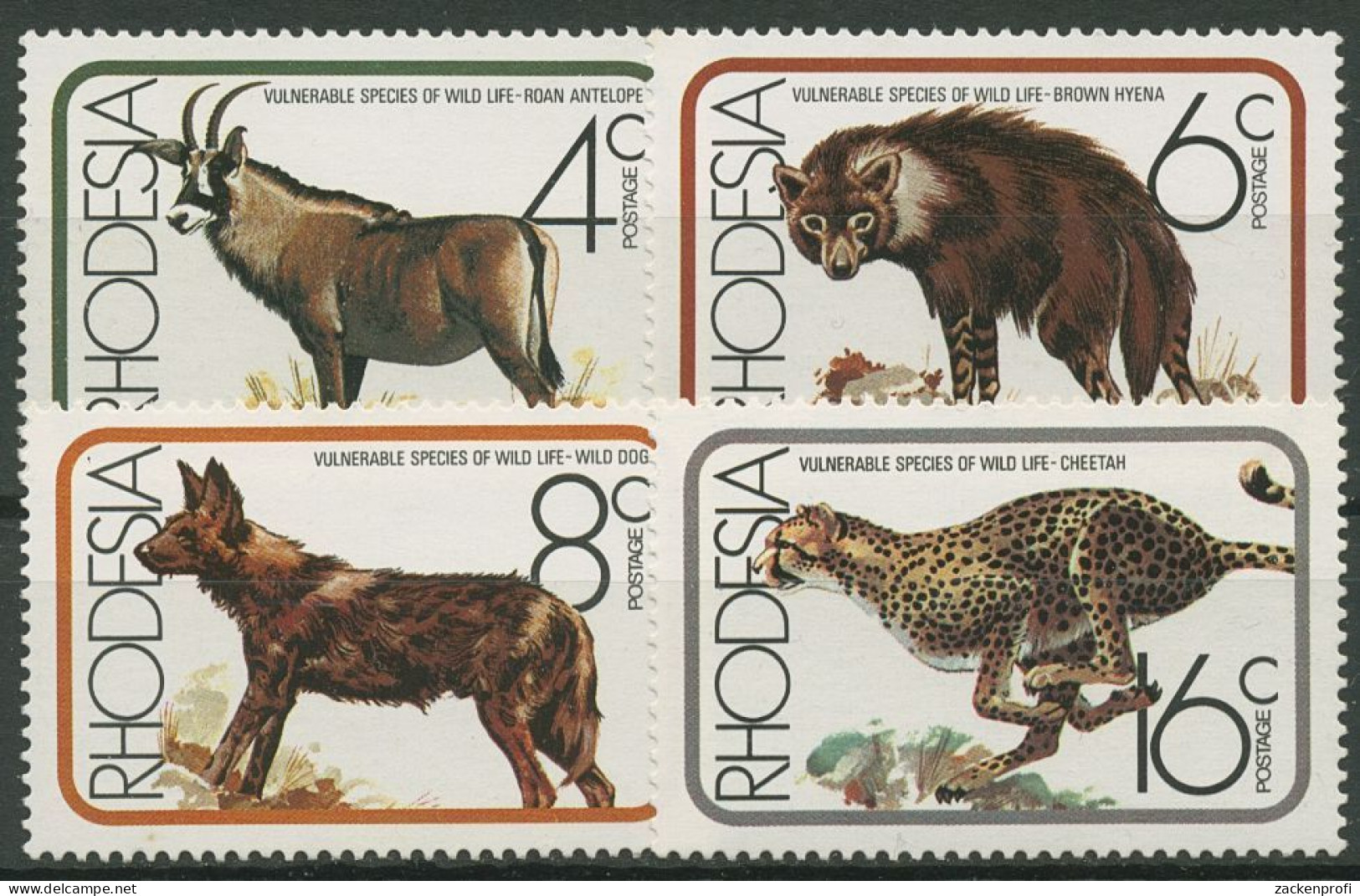 Rhodesien 1976 Säugetiere Wildhund Hyäne Gepard 180/83 Postfrisch - Rhodésie (1964-1980)