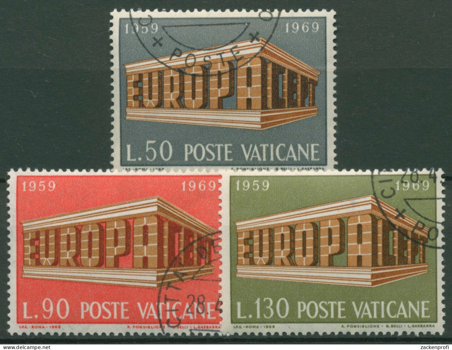 Vatikan 1969 Europa CEPT Tempel 547/49 Gestempelt - Usados
