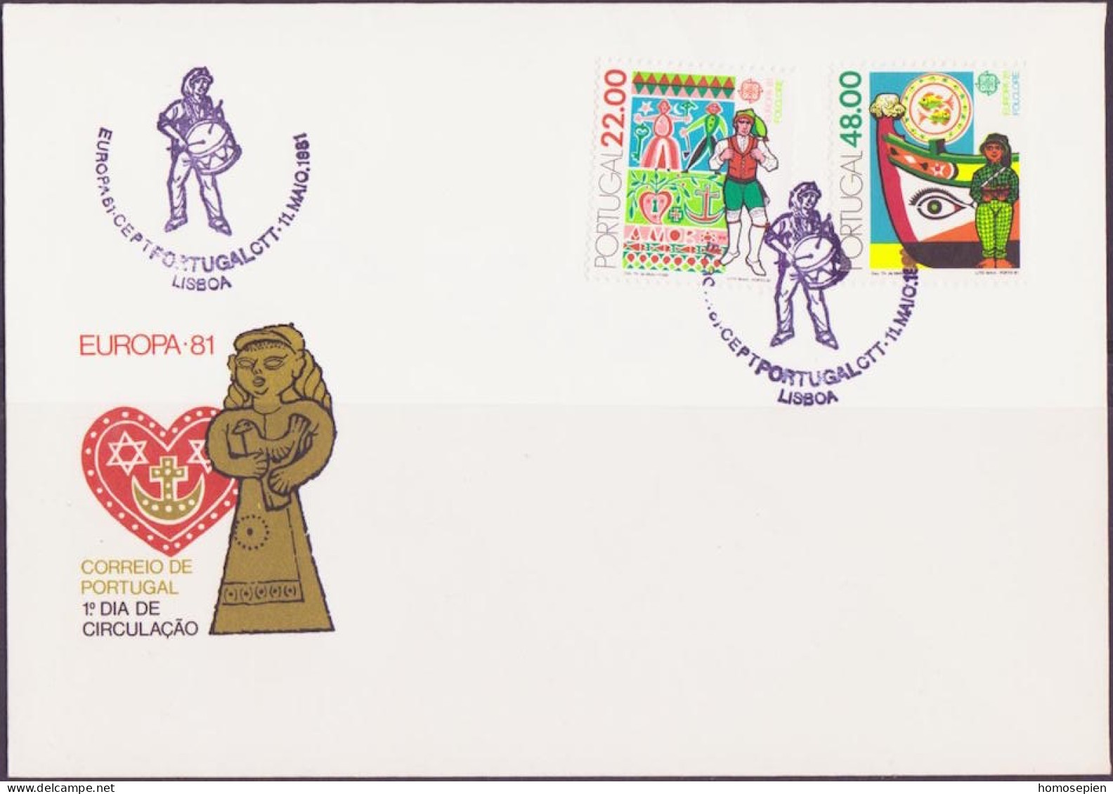 Europa CEPT 1981 Portugal FDC1 Y&T N°1509 à 1510 - Michel N°1531 à 1532 - 1981