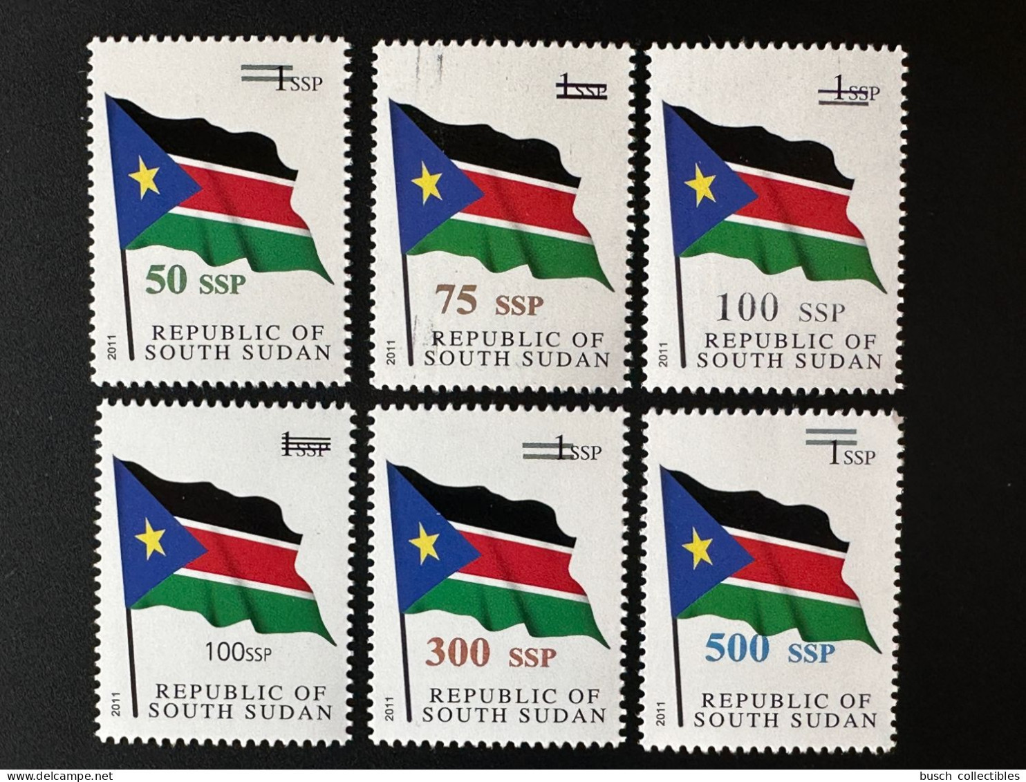 Sud-Soudan South Sudan Südsudan 2017 Mi. 9 / 12 / 15 I+II / 21 / 23 Flag Drapeau Fahne Surcharge Überdruck - Sud-Soudan