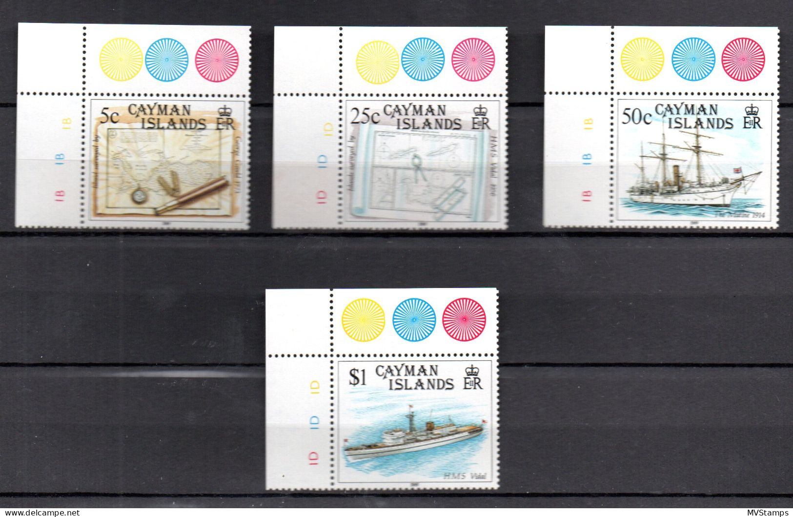 Cayman Island 1989 Set Maps/Ships/Schiffe Stamps (Michel 628/31) MNH - Caimán (Islas)