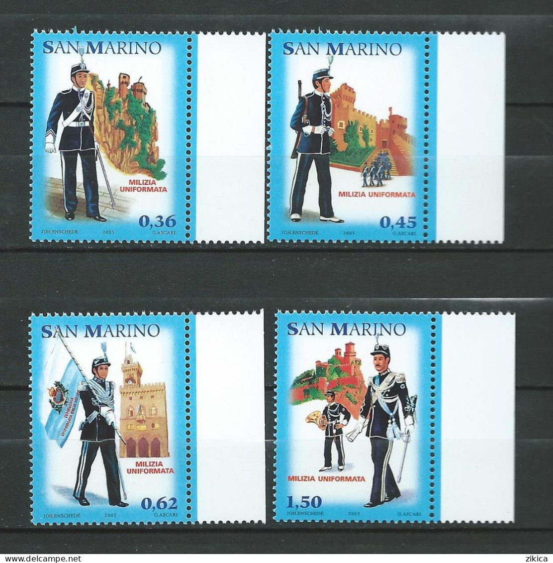 San Marino - 2005 Military Uniforms.  MNH** - Unused Stamps