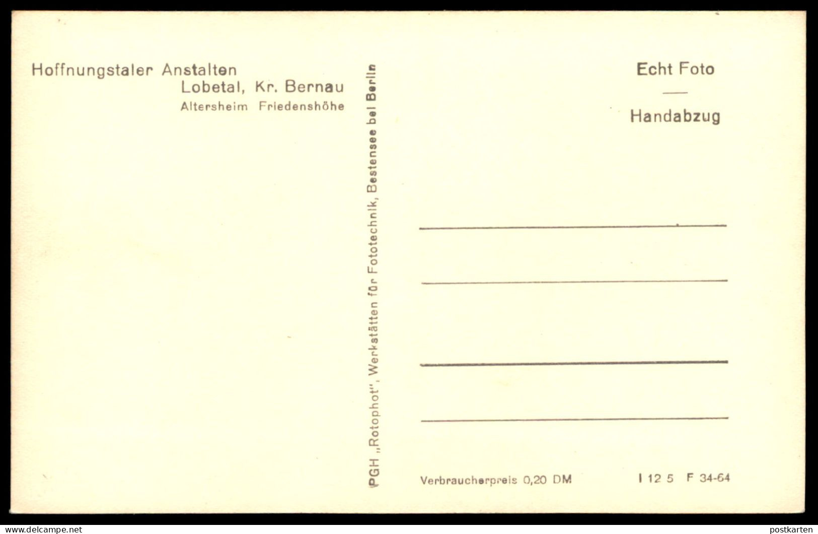 ALTE POSTKARTE LOBETAL HOFFNUNGSTALER ANSTALTEN BERNAU BEI BERLIN ALTERSHEIM FRIEDENSHÖHE Ansichtskarte AK Cpa Postcard - Bernau