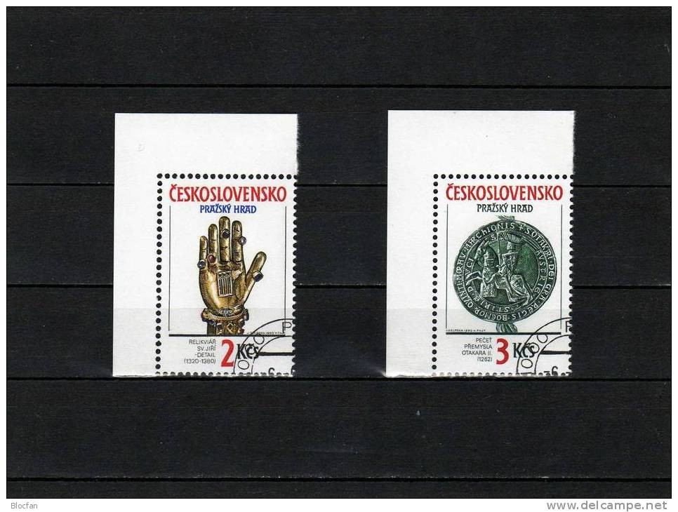 Eiserne Hand 1990 CSSR 3051/2+Kleinbogen O 9€ Siegel Von Ottokar Kunst In Prag Bloque Ss Sheetlets Bf CSR/Czechoslovakia - Gebraucht