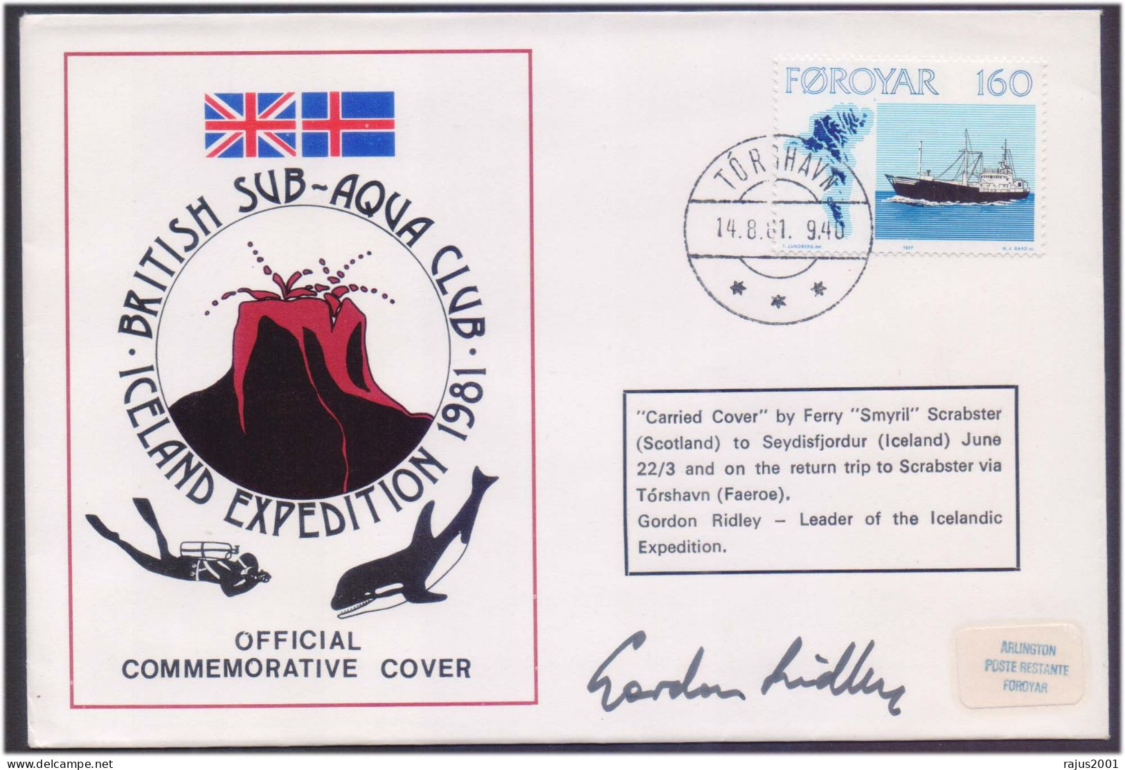 British Sub Aqua Club, DIVED CARRIED COVER, Scuba Diver, Scuba Diving, Iceland Expedition Limited Edition Signed Cover - Immersione