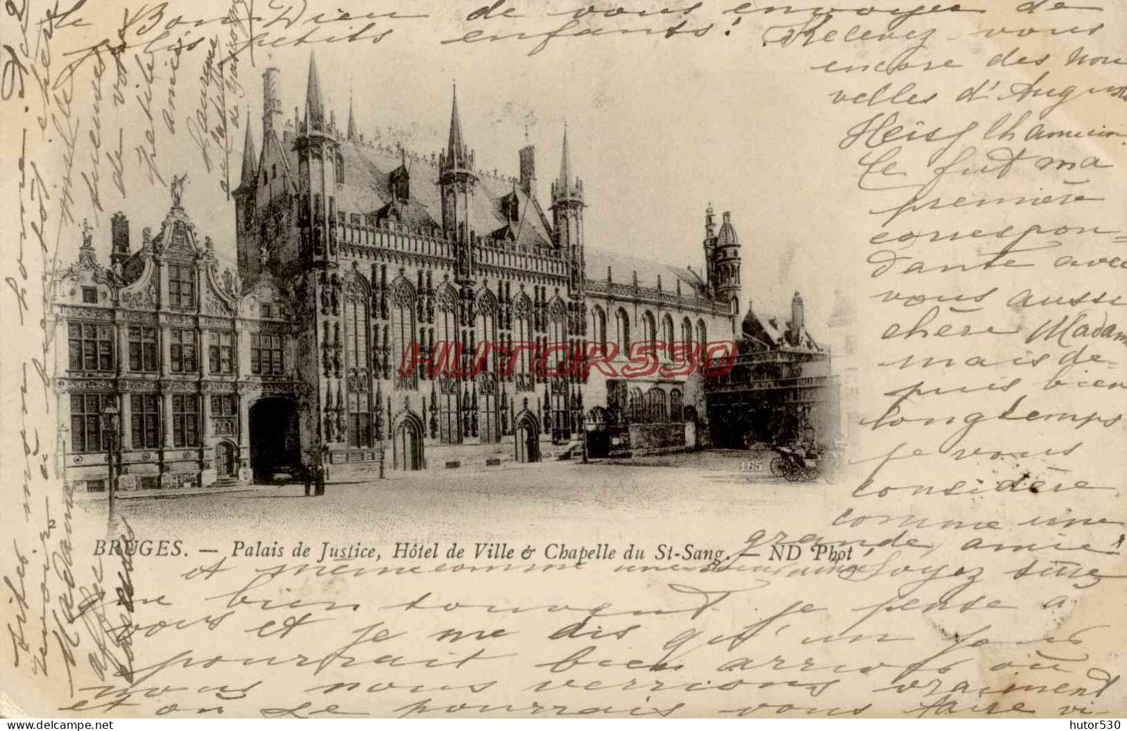 CPA BRUGES - PALAIS DE JUSTICE, HOTEL DE VILLE CHAPELLE ST SANG - Bredene