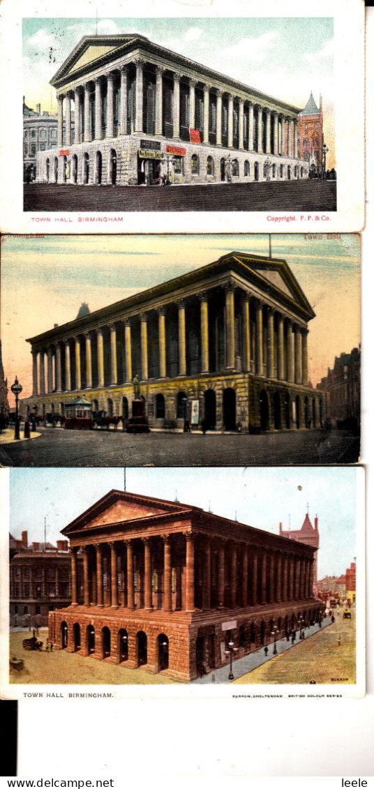 BZ163. Vintage Postcards X 3. The Town Hall, Birmingham. - Birmingham