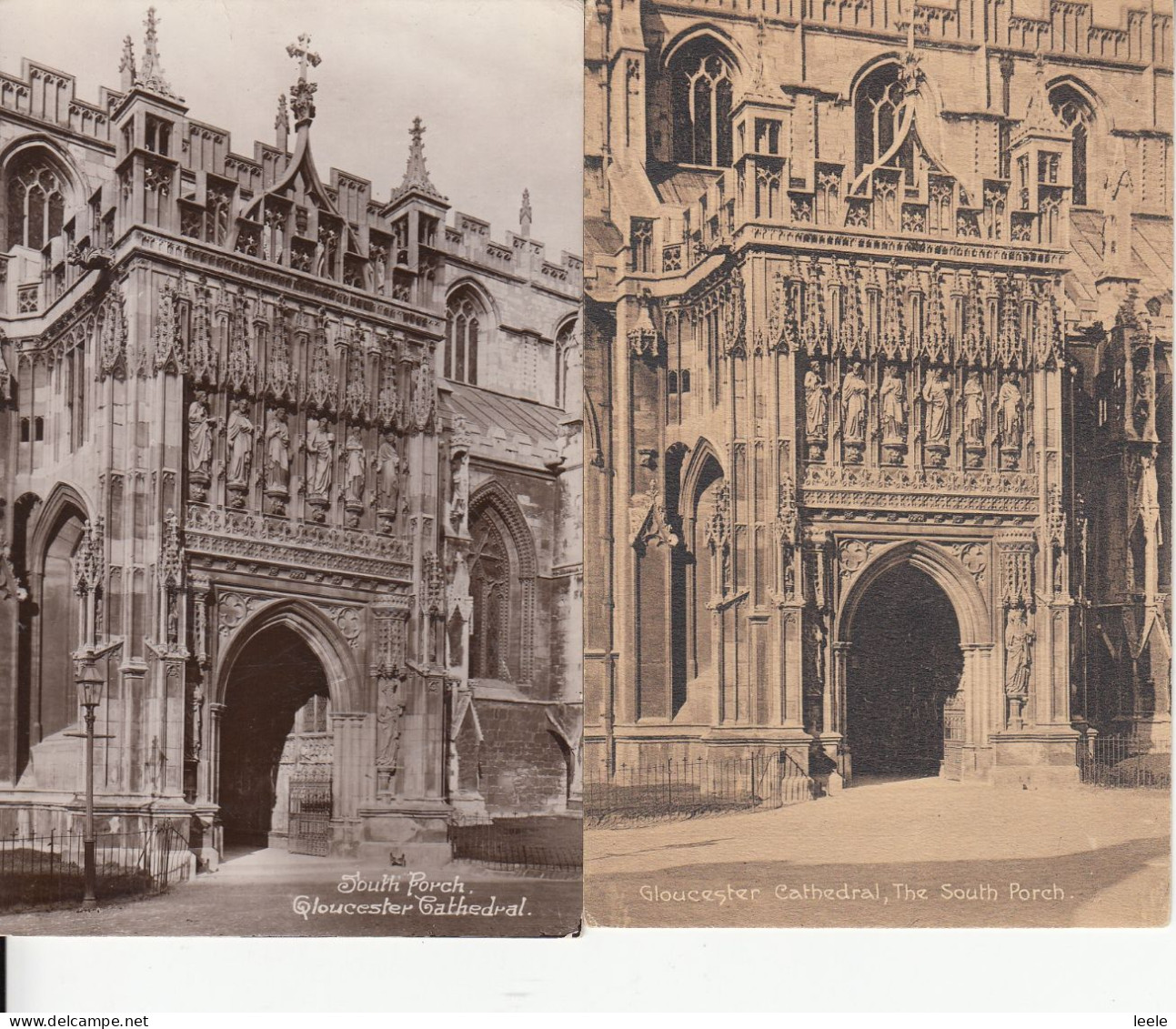 BZ112.  Vintage Postcards X 2. South Porch.  Gloucester Cathedral - Gloucester