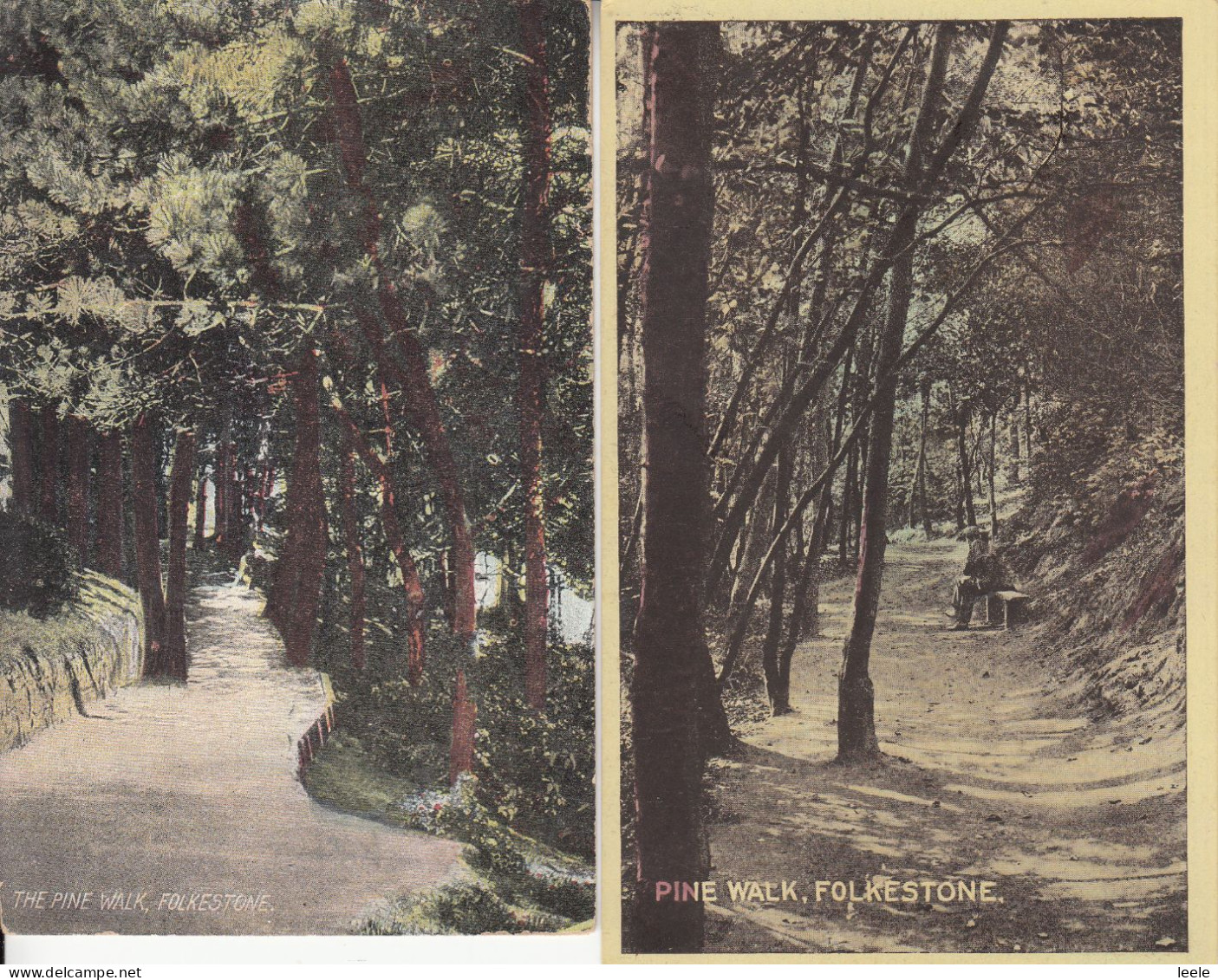 BZ072.  Vintage Postcards X 2. The Pine Walk, Folkestone.  Kent - Folkestone