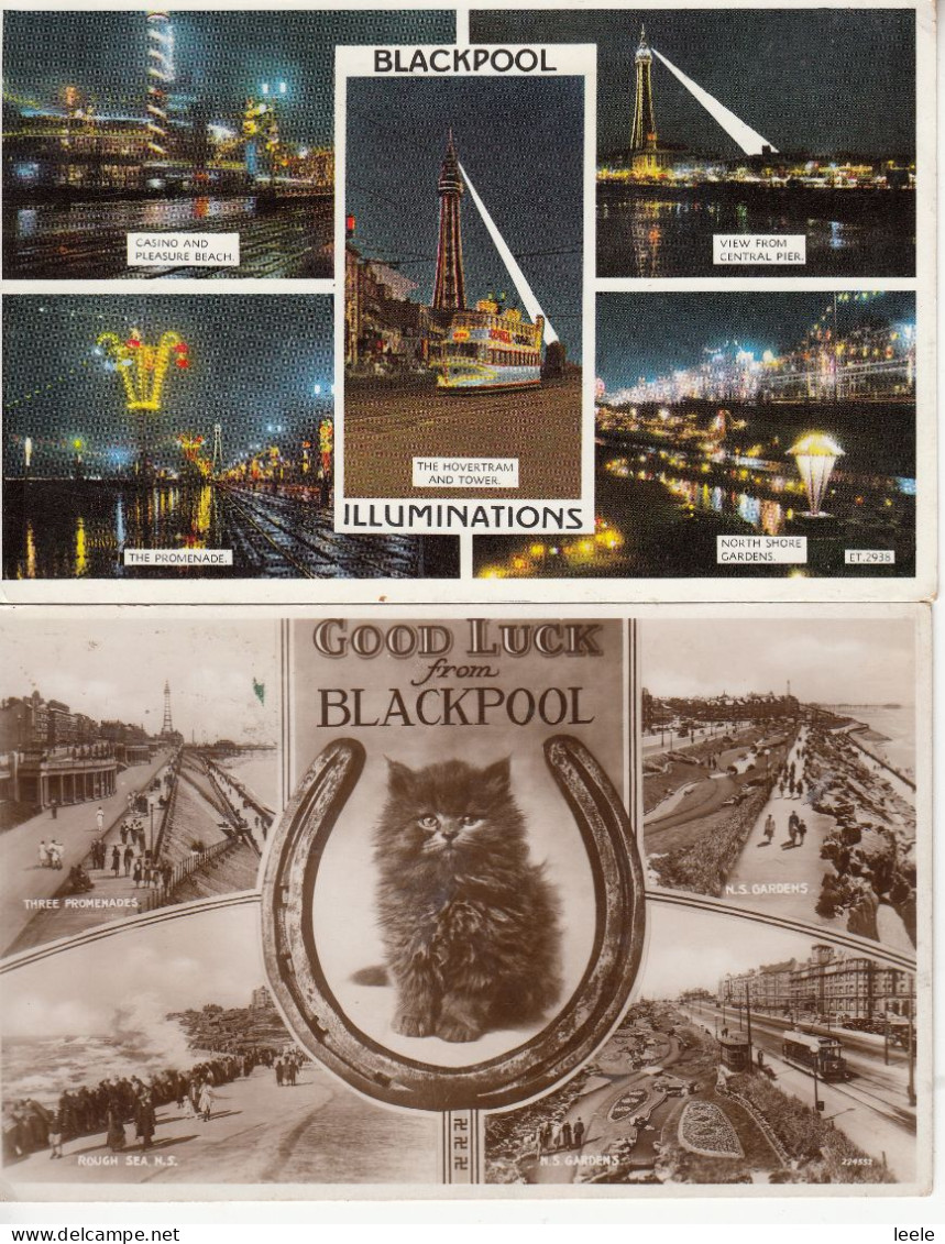 BZ025.  Vintage Multiview Postcards X 2. Blackpool - Blackpool