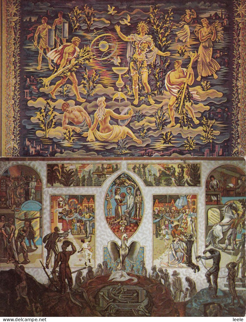 BZ018. Postcards X 2.  Largest Every Woven Tapestry And Mural In United Nations. - Altri Monumenti, Edifici