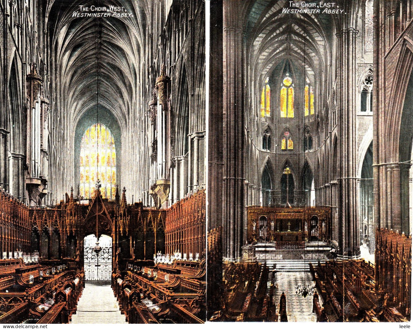 BZ029.  Vintage Postcards X 2. The Choir, East And West. Westminster Abbey. - Westminster Abbey