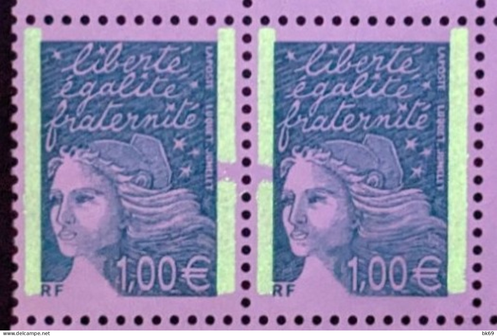 Variété 3455a** Phosphores Brisés Sur 2 Timbres, Case 99 & 100, Dans Un Coin Daté Du 18-09-2001 - 2000-2009