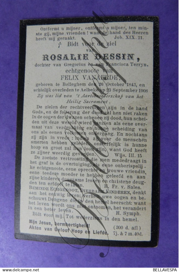Rosalie DESSIN Dochter Van Gergorius En Echt Francisca TERRYN  & Felix VANAERDE Bellegem 1843 Aalbeke 1908 - Décès