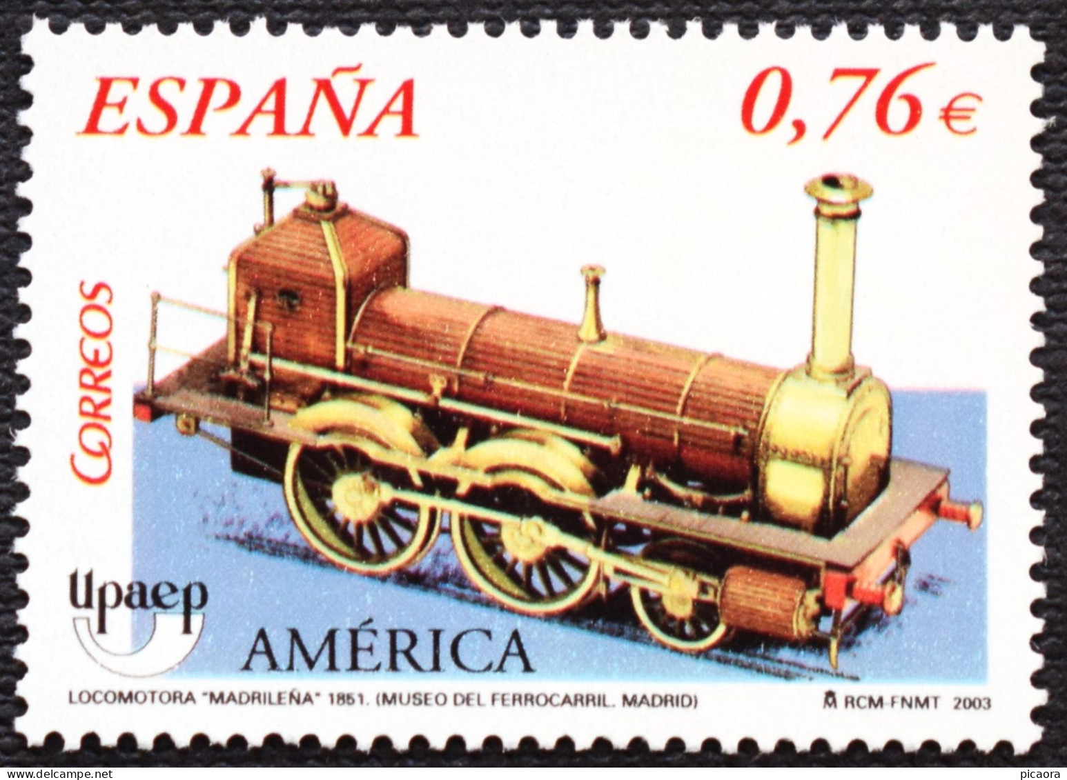 América UPAEP 2003 Tren Locomotora  España Spain   Mi 3886  Yv 3600  Edi 4025  Nuevo New MNH ** - Otros & Sin Clasificación