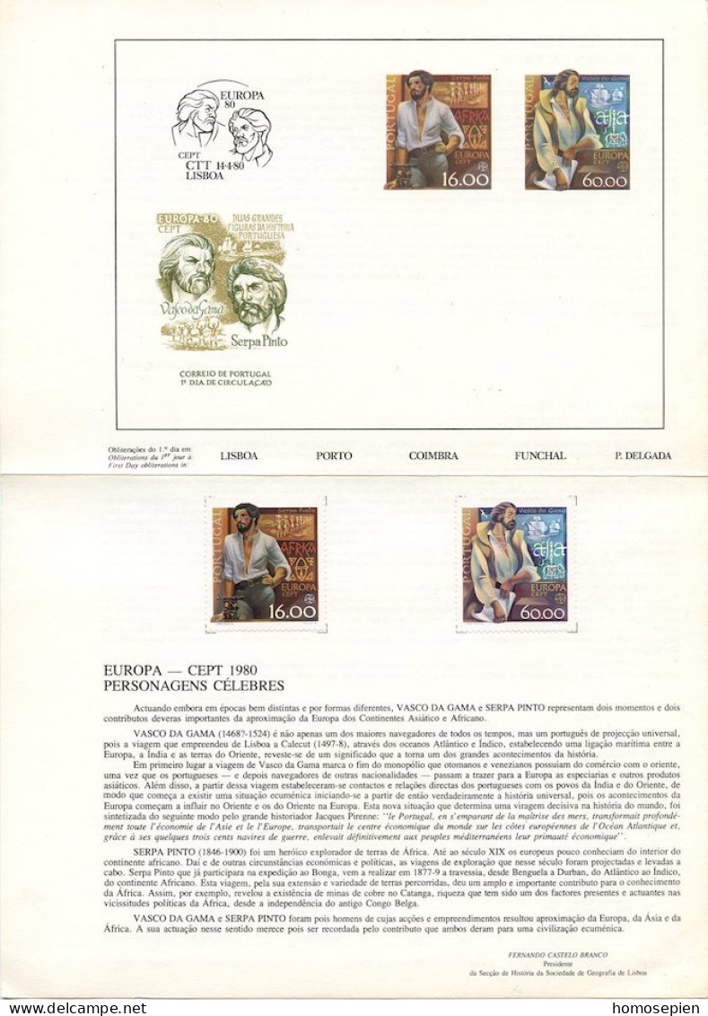 Portugal Document 1980 Y&T N°DP1466 à 1467 - Michel N°PD1488y à 1489x (o) - EUROPA - Covers & Documents