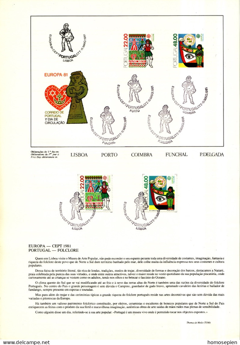 Portugal Document 1981 Y&T N°DP1509 à 1510 - Michel N°PD1531 à 1532 (o) - EUROPA - Storia Postale