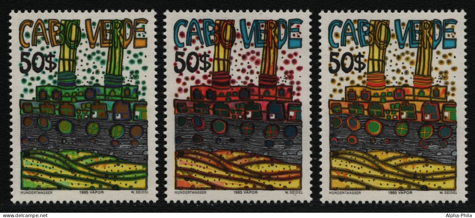 Kap Verde 1985 - Mi-Nr. 497-499 ** - MNH - Aus Block - Hundertwasser (II) - Cap Vert