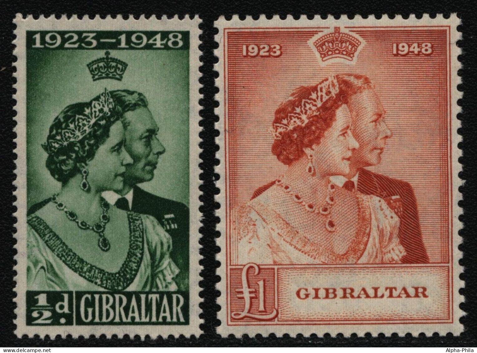 Gibraltar 1949 - Mi-Nr. 123-124 ** - MNH - Silberhochzeit - Gibraltar