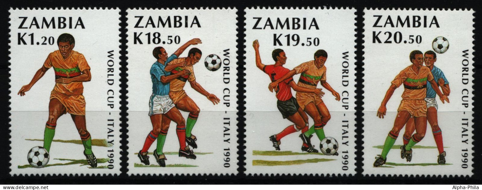 Sambia 1990 - Mi-Nr. 515-518 ** - MNH - Fußball / Soccer - Zambie (1965-...)