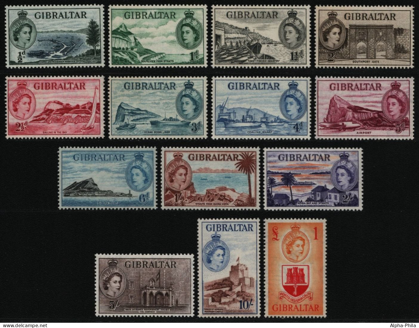 Gibraltar 1953 - Mi-Nr. 134-147 ** - MNH - Queen Elizabeth II - Gibraltar